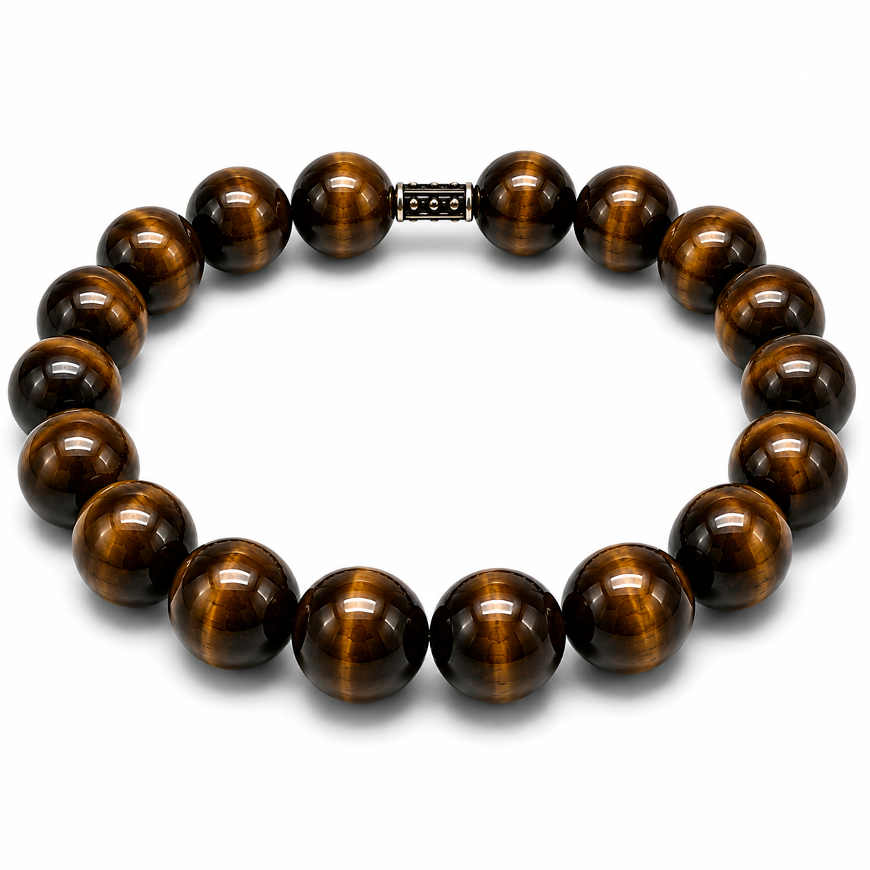 XXL Tigerauge Herrenarmband 24cm Übergröße - Antik - Silber Spacer
