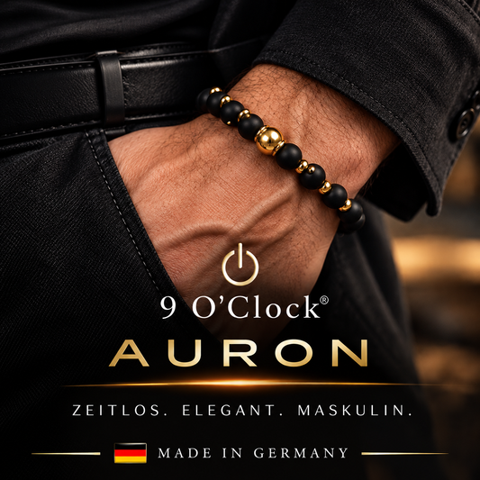 Herrenarmband Onyx Matt & Gold -AURON